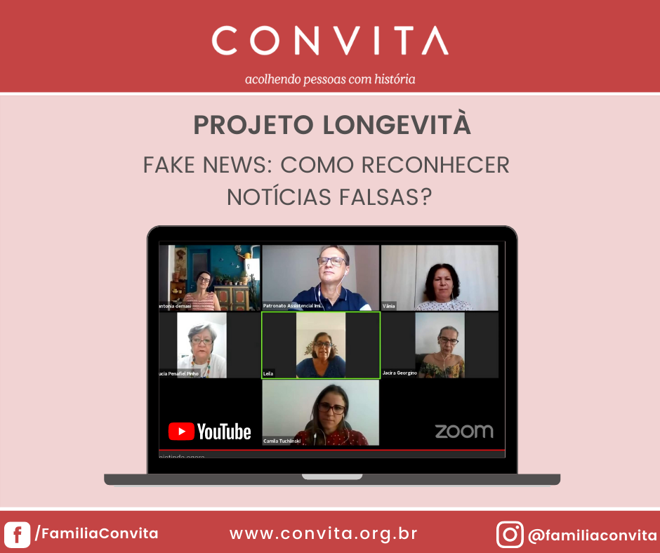 O Convita realizou um bate papo virtual para orientar as pessoas idosas de como identificar as notícias falsas.