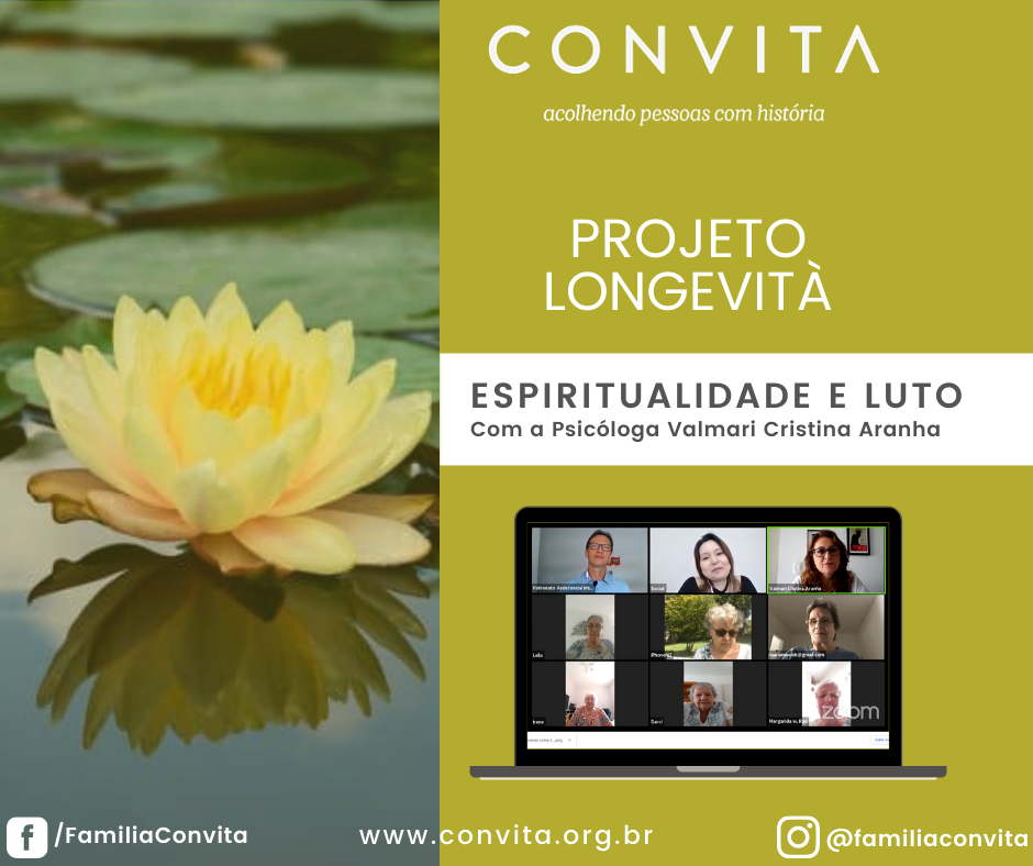 No mês de abril realizamos mais uma edição do Projeto Longevità com uma live especial sobre Espiritualidade e Luto, com a participação da Psicóloga Valmari Cristina Aranha e idosas convidadas do Centro de Convivência.
