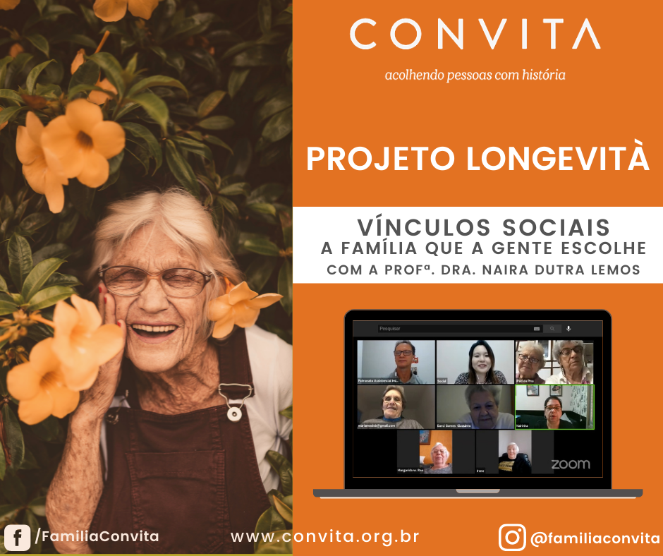 No mês de maio, no Projeto Longevità, recebemos a Profa. Dra. Naira Dutra Lemos  (UNIFESP) para conversar com as pessoas idosas do Convita sobre a importância dos vínculos afetivos que constituímos.