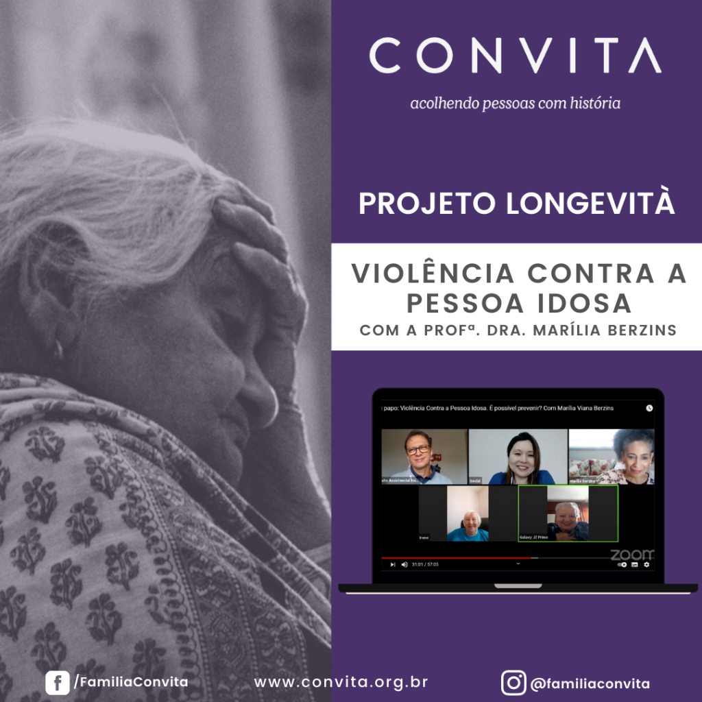 No mês de junho, no Projeto Longevità, recebemos a Profa. Dra. Marília Berzins  (Observatório de Longevidade Humana e Envelhecimento - OLHE) para conversar sobre violência contra a pessoa idosa.