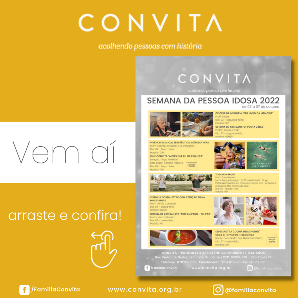 O Convita preparou uma programação com atividades diferenciadas para celebrar o Dia Internacional da Pessoa Idosa.