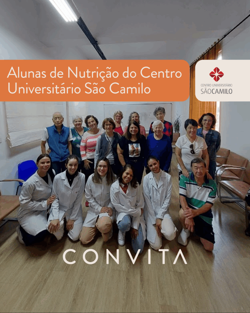 Recebemos as alunas do curso de Nutrição do Centro Universitário São Camilo, para a oficina “EnvelheSER Saudável”, voltado na reeducação alimentar em pessoas idosas. A ação reforça nosso compromisso com a saúde e a qualidade do envelhecimento.