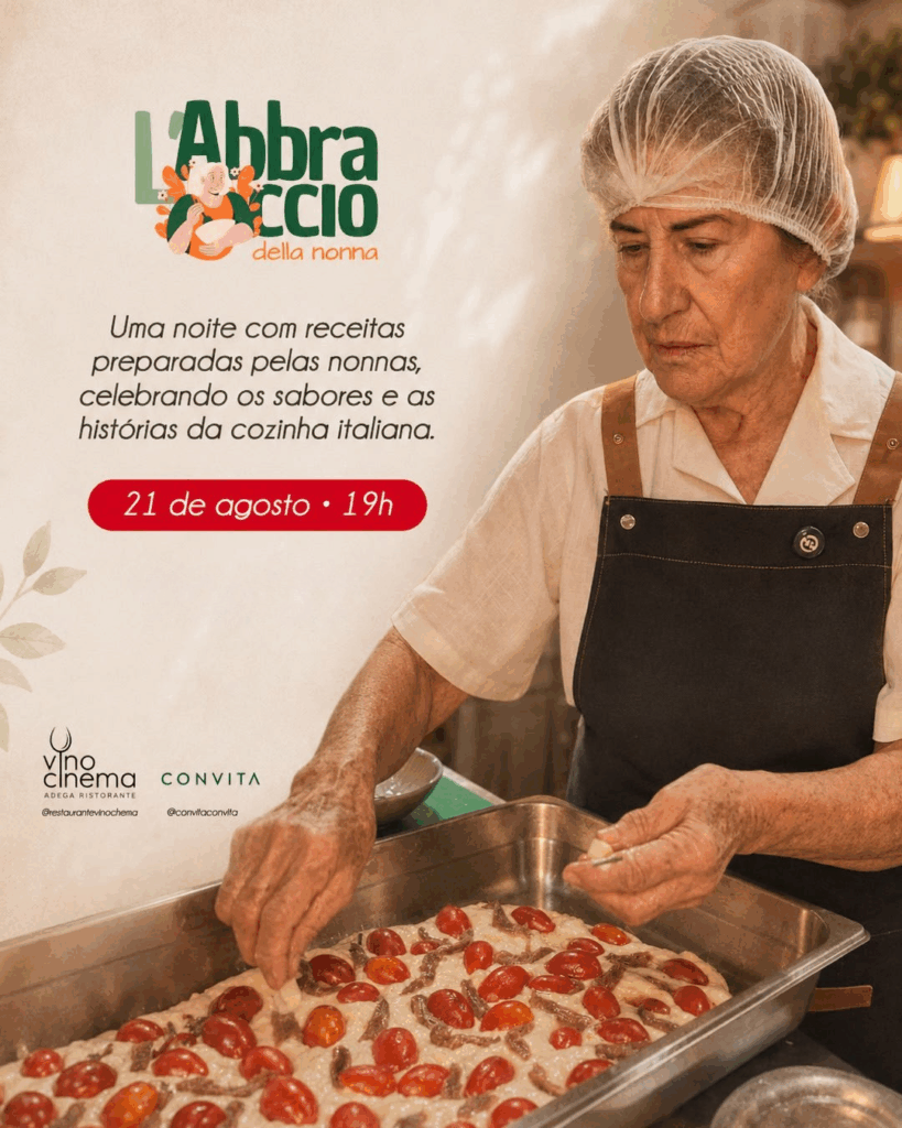 Celebrando o piloto do L'Abbraccio della Nonna com o restaurante Vino e Cinema, conectamos a sabedoria das nossas avós à gastronomia para resgatar memórias e tradições.